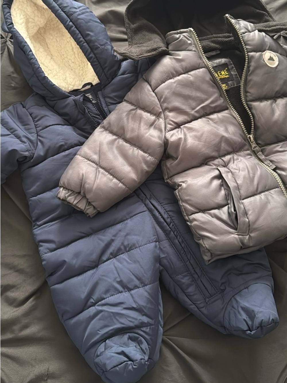 Navy and Gray Kids Cozy Puffer Jacket Set